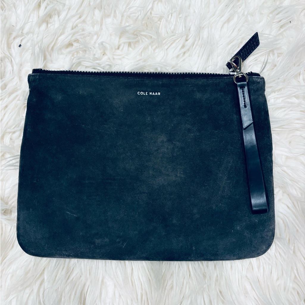 Cole Haan Black Suede Clutch Msrp $228!